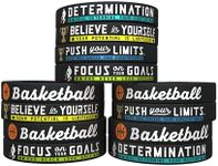 Inkstone (12-pack) Basketball Bracelets with Motivational Sports Quotes - Wholesale Pack of 12 Silicone Rubber Wristbands for Bulk Basketball Team Gifts and Party Favors - Unisex for Men Women