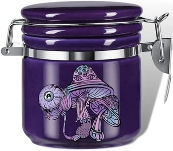 Mushroom Smell Proof Container Half Oz (250ml), Separate Space for Humidity Pack To Keep Herbs Fresh For Months - Cute Girly Stash Jar, Smell Proof Case Airtight Storage Holder Accessories - Purple