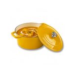 CUMIN CO. Cast Iron Dutch Oven 1.2L, 16 cm | Induction Base Cookware | 10 Years Warranty | Non Toxic Non Stick Biryani Pot with Lid | Heavy Bottom | Chemical Free Coating | Free Accessories | Mustard