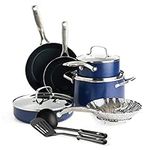 Blue Diamond Cookware Diamond Infused Ceramic Nonstick, 11 Piece Cookware Pots and Pans Set, PFAS-Free, Dishwasher Safe, Oven Safe