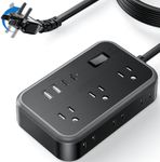 NTONPOWER 2 Prong Power Strip with 2 USB C+ 2 USB A, 1875W/1080J 2 Prong Surge Protector with 180° Rotating Flat Plug, 2 Prong Extension Cord with 6 AC Outlets, 2 Prong to 3 Prong Outlet Adapter