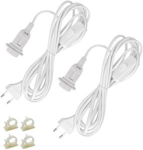 Gebiuhoo 2 pièces Douille de lampe E14 avec interrupteur et Câble d'alimentation 3.5m Blanc Cordon Prise Électrique Interrupteur Douille E14 avec Fil Suspension de lampe pour plafonnier, suspension