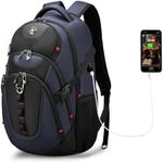 Swissdigital Design Business Laptop Backpack with Smart USB Charging Port, Travel Backpack Fits 15.6 inches Laptops, Water Repellent College Backpack for Men Women, Blue/Black | SD803
