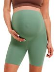 BAYDI Clouduxi Maternity Shorts Over The Belly 6“- High Waist Pregnancy Biker Shorts Maternity Pants for Yoga Workout Active Mineral Green