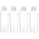 Palm Safe 4 pcs 100ml/3.5 OZ Clear Plastic Travel Bottles, Durable Strong Recyclable BPA Free Storage Bottles, Empty Refillable Containers with Flip Cap Leak Proof for Toiletries