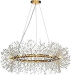 CHA-HAI 39.5 inch Modern Gold Crystal Chandelier, 12 Lights Dandelion Chandelier, Stainless Steel Chandelier for Bedroom Living Room Hallway Entrance Kitchen, G9 Socket