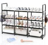 4 Tier Shoe Rack, Wide Shoe Rack, Metal Shoe Rack, Holds 24-30 Pairs of Shoes,Shoes Rack for Closet,Shoes Rack for Entryway,Show Rack