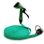 ROOTS & LEAF Robustt 10 Metres Braided Hose Pipe with Nozzle Sprayer and Snap-in Connector for Watering Home Garden, Car Washing, Floor Cleaning & Pet Bathing (1/2 Inch, Green) - Pack of 1