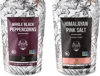 Soeos Whole Black Peppercorns 16oz + Himalayan Pink Salt 2lb, Salt and Pepper for Grinders, Black Peppercorn Refil, Pink Himalayan Sea Salt, 2 Piece Set