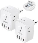 2 Pack European Travel Plug Adapter