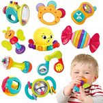 REMOKING Baby Toys 0-6 Months 10pcs Teething Rattles Toys,Infant Teether Toys & Shaker Grab Rattles,Newborn Baby Sensory Toy for Early Development,Gifts for 0-3-6-12 Months Old Infant Baby Boy Girl