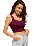 Berry Bird® Stylish Women's Sleeveless Square Neck Ribbed Crop Tops for Gym, Beach,and Casual Stylish Wear Tank Top