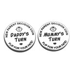 Funny Parent Decision Coin, New Parents Gifts Pregnancy Gifts for First Time Moms, New Dad Gifts, New Baby Gift for New Parents to Be Birthday Gift for Coin Present Double Sided