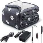Datanly Heated Car Blanket with 3 Heating Levels 12 Volt Electric Blanket for Home Bedroom Car Truck or Rv Portable Heated Throw Camping Essentials for Winter Home Office 59 x 43 Inch Gray Puppy Paws