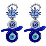 VIKACRAFT Evil Eye Hanging for Home Entrance, Car, Office Nazar Battu for Home Entrance Lotus Evil Eye Lucky Charms for Good Luck Prosperity Zodiac Success Health Wealth Office Home -Pack of 2