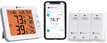 Ambient Weather WS-8482-X3 Wireless 7-Channel Internet Remote Monitoring Weather Station with Three Indoor/Outdoor Temperature & Humidity Sensors Compatible with Alexa