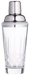 BarCraft BCSHAKGLS Cut Cocktail Shaker with Stainless Steel Strainer, Etched Glass, 8 x 8.5 x 18 cm