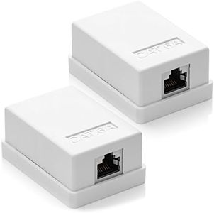 deleyCON 2x Presa Rete CAT 6a 1x Connessioni di Rete RJ45 FTP Protetto Montaggio Semplice 10 Gbit Ethernet LAN Cavi Patch - Bianco