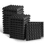 Acoustic Panels, 2" X 12" X 12" Acoustic Foam Panels, Studio Wedge Tiles, Sound Panels wedges Soundproof Sound Insulation Absorbing (24 Pack, Black (36 Block Pyramid))