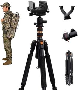 FUNHORUN Hunting Tripod for Precision Shooting, Rifle Shooting Tripod with Interchangeable V-Yoke & Vise Clamp, Heavy-Duty Aluminum Shooting Rest with Custom Carry Bag