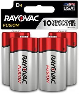 Rayovac Fusion D Batteries (4 Pack), Alkaline D Cell Batteries