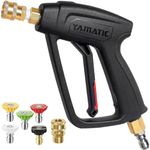 YAMATIC Short Pressure Washer Gun with Swivel Brass 3/8" Quick Connector, Power Washer Handle with Easy Pull Trigger Replacement for Ryobi, Simpson, Craftsman, Generac, DeWalt, 4000 PSI