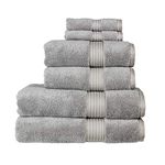 Christy Supreme Hygro 6 Piece Towel Set in Silver 100% Supima Cotton - Luxurious & High Absorbency - Ultra Soft - 650GSM - 2 Bath, 2 Hand & 2 Face Towels