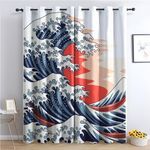 Japanese Wave Curtains for Bedroom 