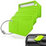 Untethered Leather Luggage Tags (4 Pieces) | Privacy Cover Tag for Travel Suitcases and Bags. Address Cards and Stainless Loops Included. (Green)