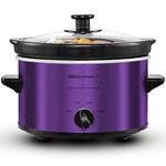 Elite Gourmet MST-275XP# Electric Oval Slow Cooker, AdjCatable Temp, Entrees, Sauces, Stews & Dips, Dishwasher Safe Glass Lid & Crock (2 Quart, Purple)