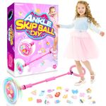 Getatoy Toys for 3-8 Year Old Kids: Ankle Skip Ball Toy for Kids Gifts for 3 4 5 6 7 8 9 10 Year Old Boys Girls Flashing Swing Ball Fitness Sports Toy Outdoor Skipping Game Toys Pink