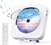 MICOCIOUS Bluetooth Portable Home CD Music Player with Remote Control, Timer, Built-in Speakers and LED Display - FM Radio Boombox (White)