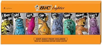 BIC Maxi Pocket Lighter, Special Edition Party Animal Collection, Assorted Unique Lighter Designs, 8 Count Pack of Lighters