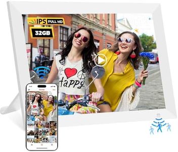 32GB FRAMEO Digital Photo Frame,10.1" IPS Touch Screen Smart WiFi Digital Picture Frame,Smart Motion Sensor,Easy Setup to Share Photos or Videos via Frameo APP,Auto-Rotate, White Color
