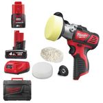 Milwaukee 4933447799 - M12bps - 421 x Polisher/Sander, 2 Speeds (2500/7500 RPM), Max Cap. 76 mm, 1 bat 4.0ah and 1 bat 2.0ah, White|red