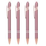 Teaaha 4 Pack Rose Gold Pen, 1.0 mm Sparkly Pens for Women Ballpoint Pen with Stylus Tip, 2 in 1 Fancy Pens for Women Pretty Wedding Pens, Metal Stylus Pen for Touch Screens, Black Ink