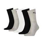 PUMA Unisex Crew Sock, White / Grey / Black, 9-11 UK