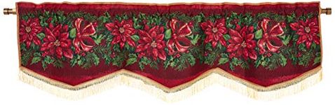 Violet Linen SEASNL VLANCE Window-Treatment-valances, 60" X 15", Poinsettia Design