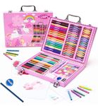 FEELHIGH 128 pcs Art Set, Portable Drawing Painting Art Supplies, Gifts for Kids Girls Boys Teens Adults 6-8-9-12, Coloring Art Kit Gift Case: Crayons, Oil Pastels,Colored Pencils, Watercolors case