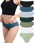 LEVAO Seamless Underwear for Women No Show Ice Silk Bikini Breathable Hipster Wavy Sides Invisibles Panties 7 Pack S-XXL, 7 Pack Multicolor-a, Large