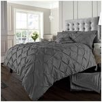 GC GAVENO CAVAILIA Super Soft Pintuck King Size Bedding With Pillowcases, Pinch Pleated Quilt Bedding Cover Set, Luxury Diamond Pintuck Bedding Set, Charcoal