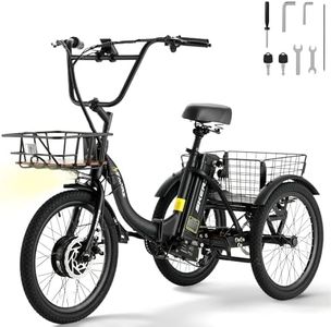 Skeri Electric Trike, 500W(Peak 1000W) Electric Tricycle for Adults, 20" Folding 3-Wheel Electric Bicycle, Step-Thru E Trike with 624WH Removable Battery and Large Basket, Black