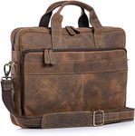 Leather briefcase 18 Inch Laptop Messenger Bags for Men and Women Best Office School College briefcase Satchel Bag (Distressed Tan)