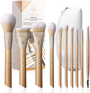 EIGSHOW Makeup Brushes Set, 10PCS Professional Makeup Brushes Kit with Corn Silk Fiber Vegan Brushes for Foundation Powder Concealers Eye Shadows Liquid Kabuki Brushes