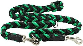 Dogs My Love 6 Way European Multifunctional Braided Dog Leash, Adjustable Schutzhund Lead 42"-68" Long 4 Sizes Green (XLarge: 1.25" Wide)