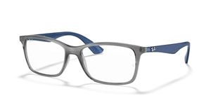 Ray-Ban unisex adult Rx7047 Prescription Eyeglass Frames, Transparent Grey Blue/Demo Lens, 56 mm US