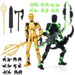 Starnearby 2PCS T13 Assembly Completed Lucky 13 Action Figure, 3D Printed Multi-Jointed Movable Titan 13 Action Figure Dummy13 with 4 Weapons & 12 Hands Sets, Kids' Presents Adults' Desktop Decoration