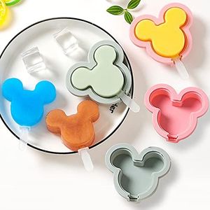 Silicone Popsicle Molds, Cute Ice Pop Molds Reusable Cake Pop Mold Set with Lid Popsicle Sticks, Easy Release BPA Free Cartoon Ice Cream Mold for Kids