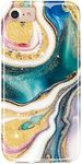 JIAXIUFEN Compatible with iPhone SE 2022 Case,iPhone SE 2020 Case, Gold Glitter Marble Desgin Slim Shockproof Flexible Soft Silicone Cover Phone Case for iPhone 6 6s 7 8 Dark Green