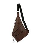 Fashion Sling Bag Crossbody Vegan Leather Daypack Men Women by Metro Muse, Coffee, Medium